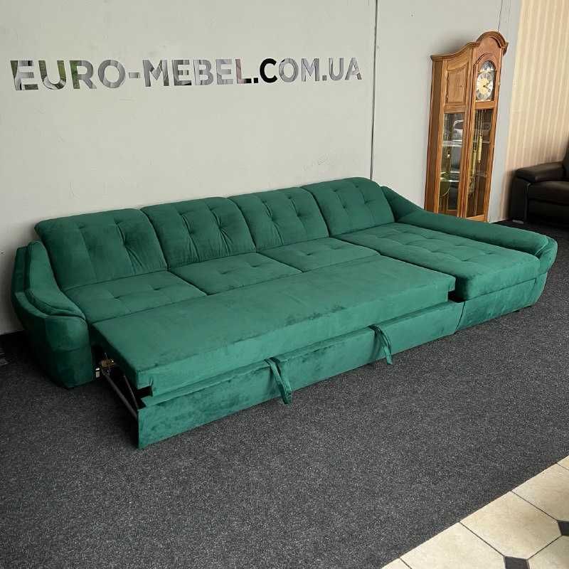 Розкладний диван кутовий в тканині з нішою для білизни