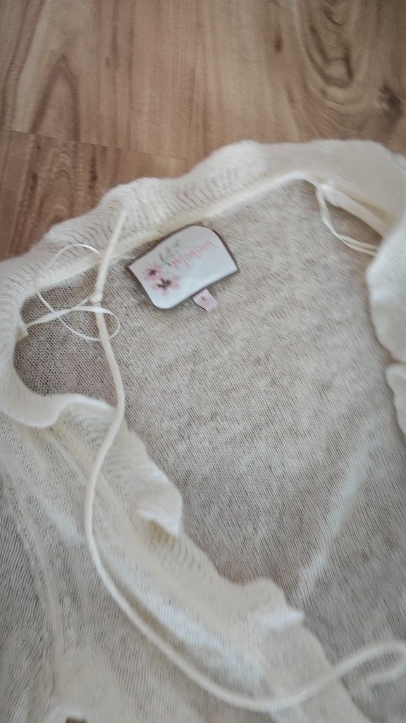 Sweter długi beżowy kardigan kremowy SM