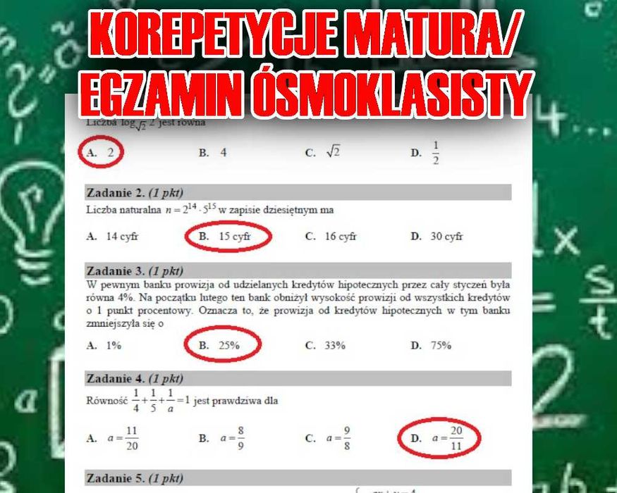 KOREPETYCJE MATEMATYKA/poprawa matury/egzaminu ósmoklasisty