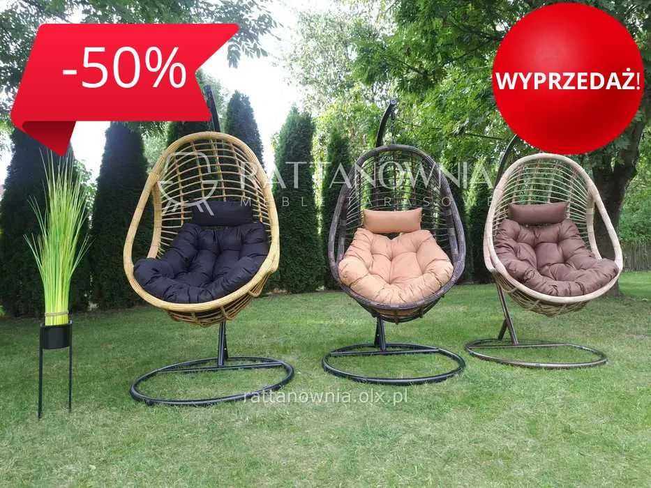 Fotel Wiszący Ogrodowy Kokon Bujany Jajo XXL Huśtawka Ogrodowa Malibu