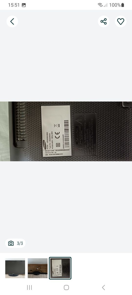 TV Samsung 22" preta