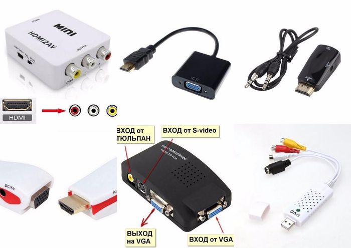 Конвертер из HDMI в VGA, + АУДИО + ПИТАНИЕ адаптер переходник