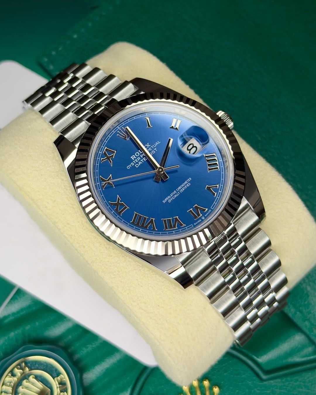 Швейцарские часы Rolex Datejust 41mm Blue Stainless Steel Mens Watch