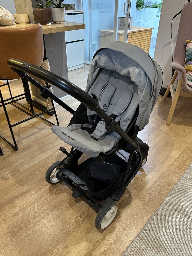 Carrinho Easywalker Charley cinzento  + alcofa e adaptador