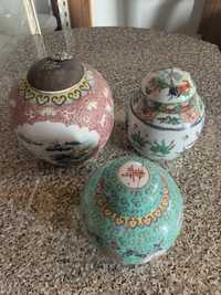 Vasos/potes porcelana chinesa 15/20 cm de altura