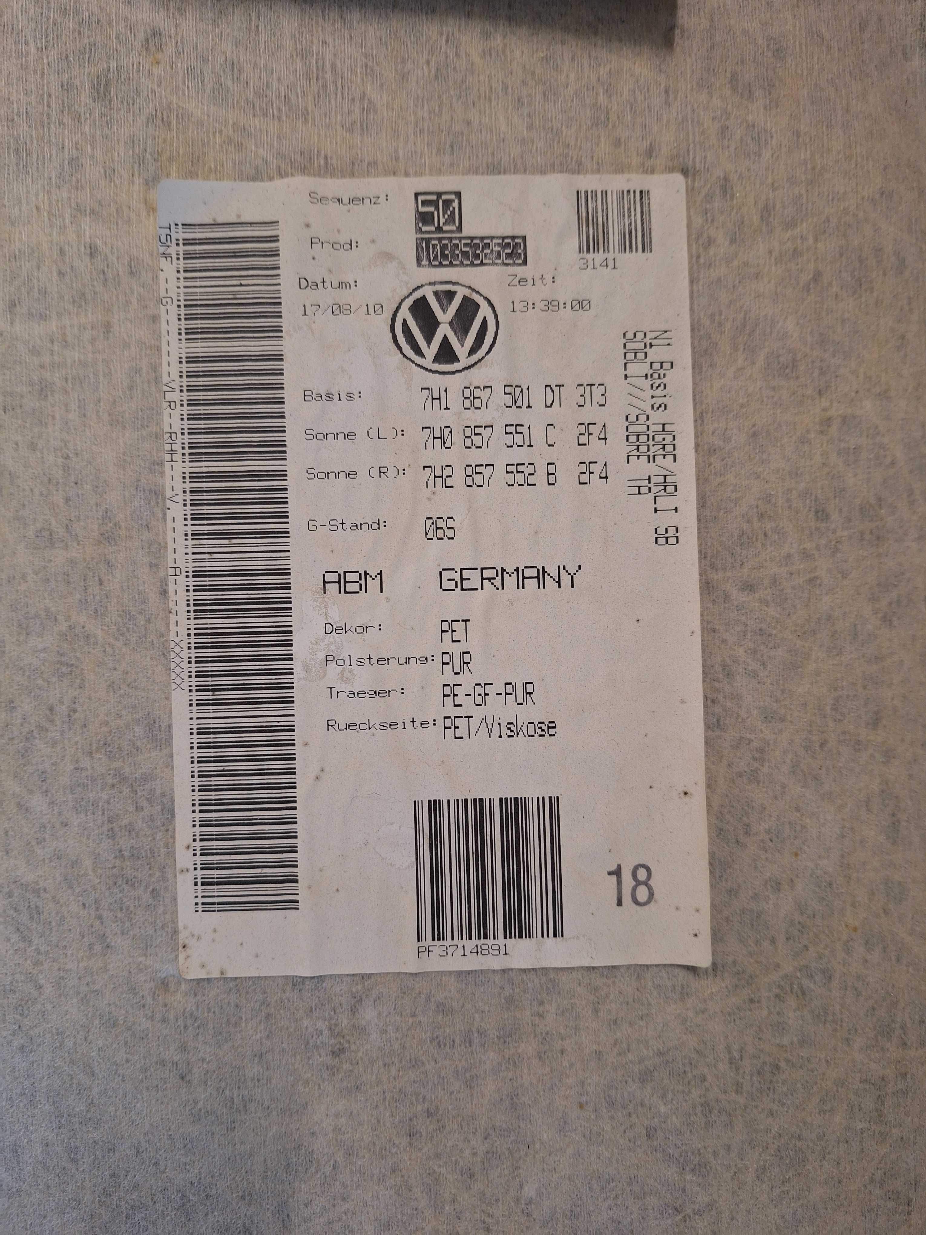 Podsufitka vw transporter t5