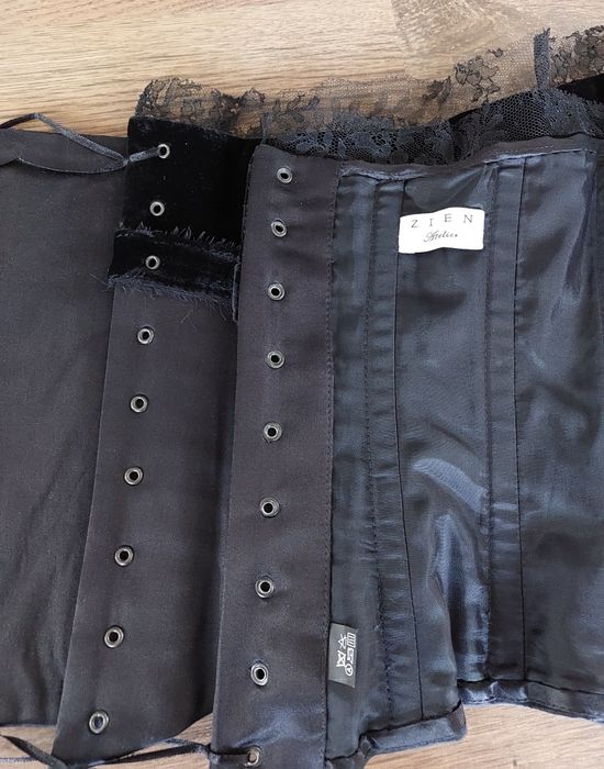 Gorset jedwab aksamit koronka Atelier ZIEŃ 36/38