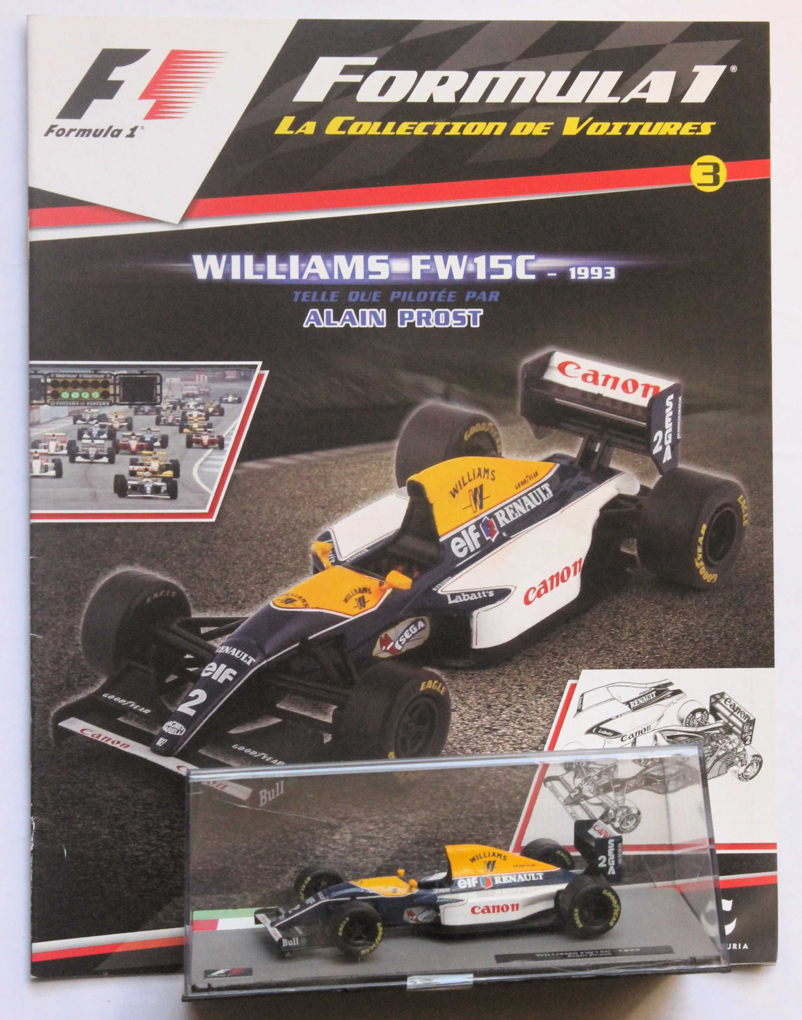 Williams Renault FW15C Fórmula 1 1993 Panini c/ caixa e fascículo