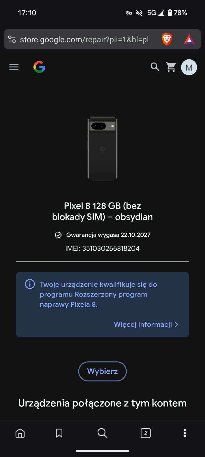 Google Pixel 8 android 16 gwarancja 2027 kaplet jak nowy okazja
