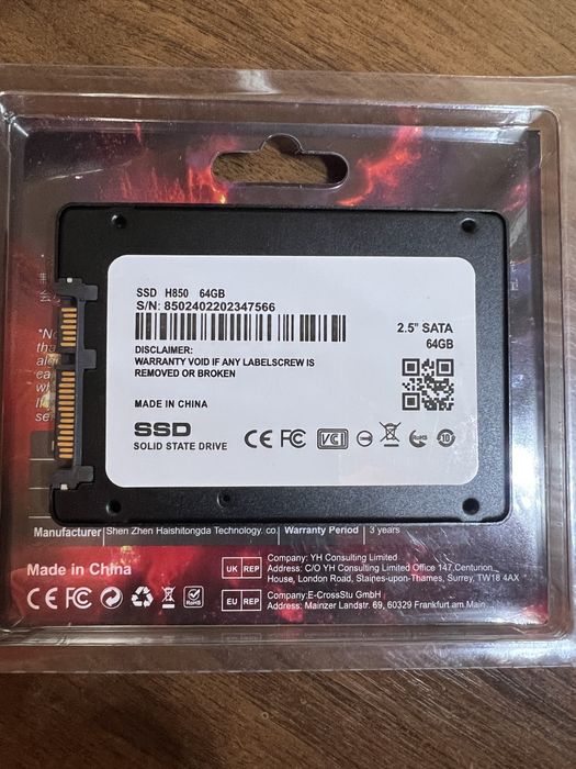 Продам SSD на 64 GB. Новый не б/у.