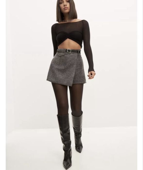 Міні юбка сіра з підкладкою