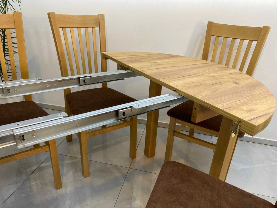 Stół Dębowy Okrągły Rozkładany !Dowolne Wymiary! Krzesło K-5 Drewniany