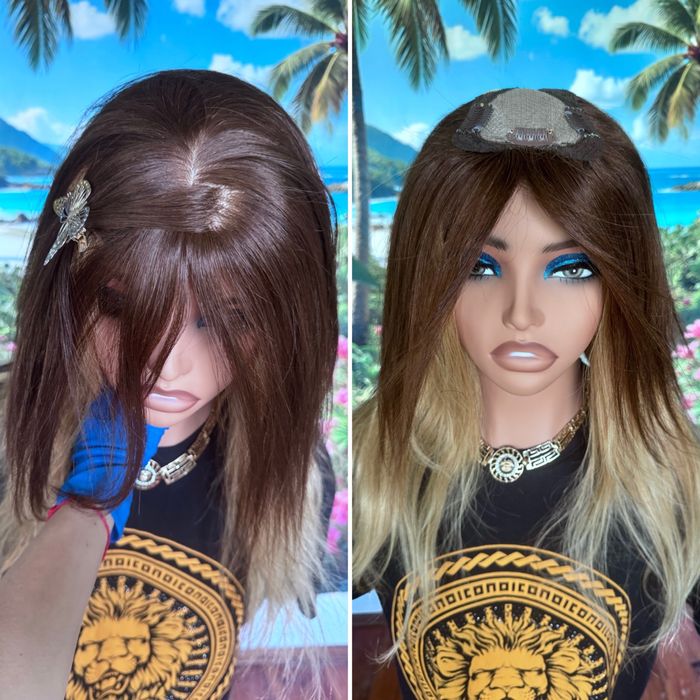 Натуральная накладка кожа на шёлке славянские детские волосы русые