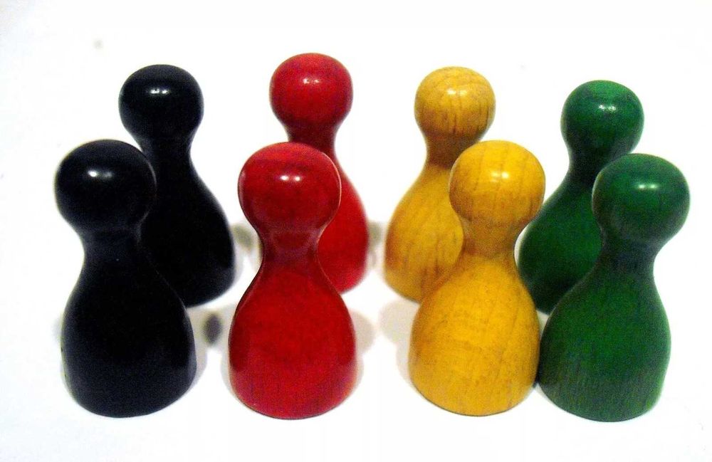 6 Pinos antigos para jogos e um dado - anos 50 - Portugueses - MAJORA