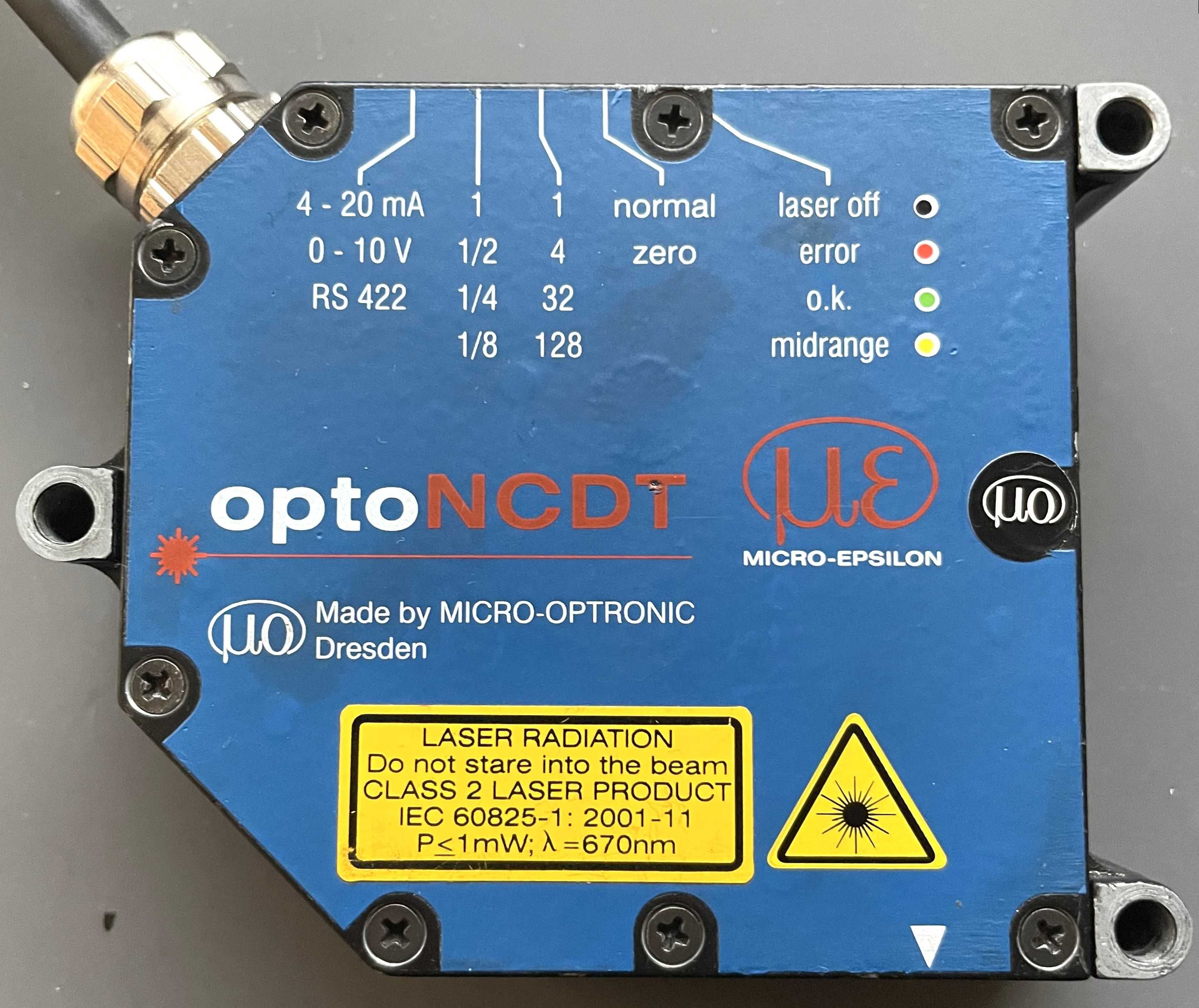 Laserowy czujnik odległości optoNCDT Micro Epsilon Optronic 100mm