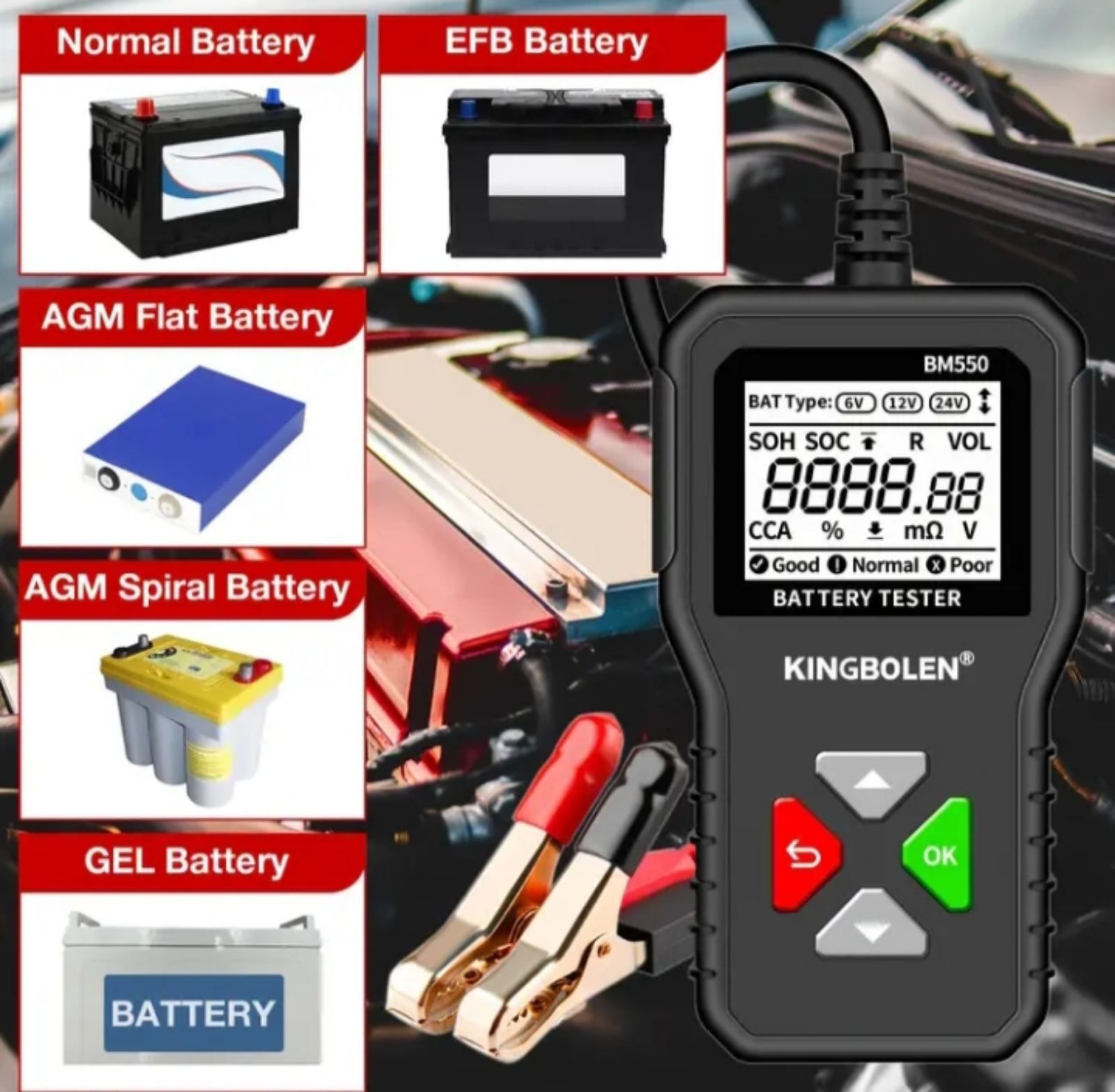 Тестер аккумулятора KINGBOLEN BM 550