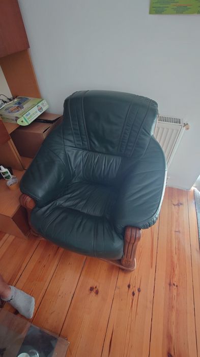 Komplet mebli skórzanych 3+2+1+1 gratis pufa