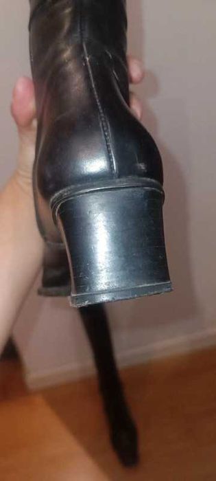 Botas de salto alto, couro, pretas