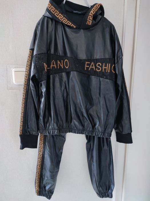 Leola dres,komplet skóropodobny bluza+spodnie rozm L