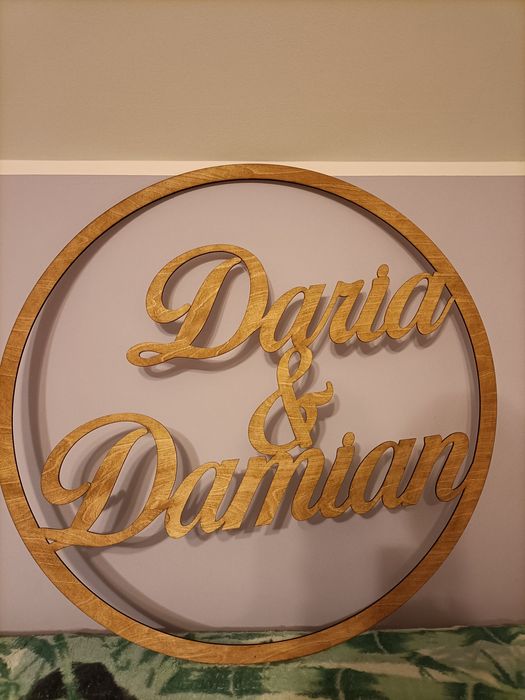 Napis na ściankę imiona ze sklejki