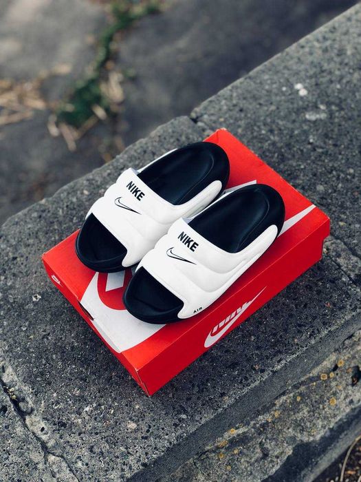 Кожаные тапочки белые мужские для дома квартиры улицы бассейн зал Найк