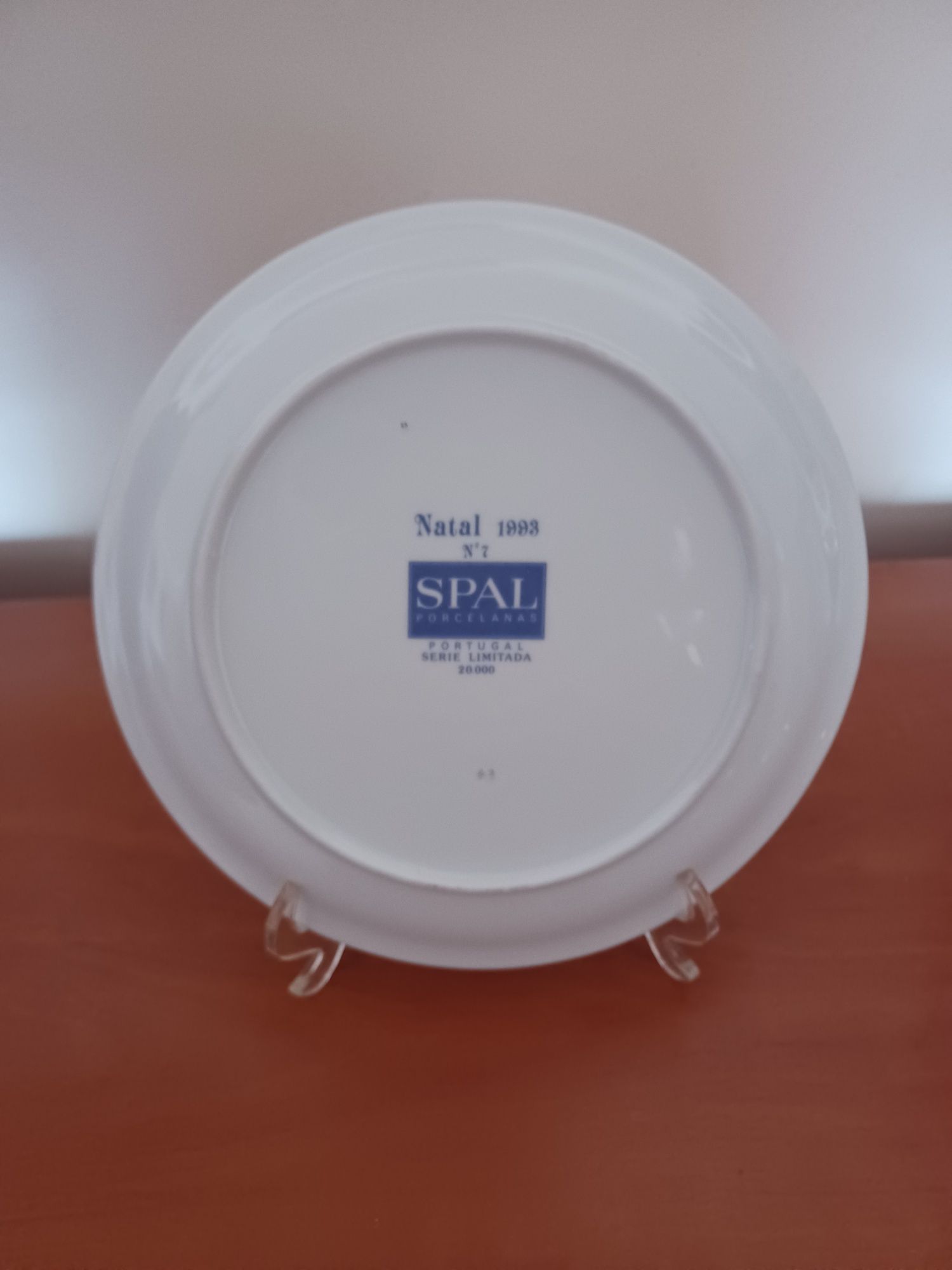 Prato de Natal n° 7 de 1993 da SPAL Porcelanas - Série limitada
