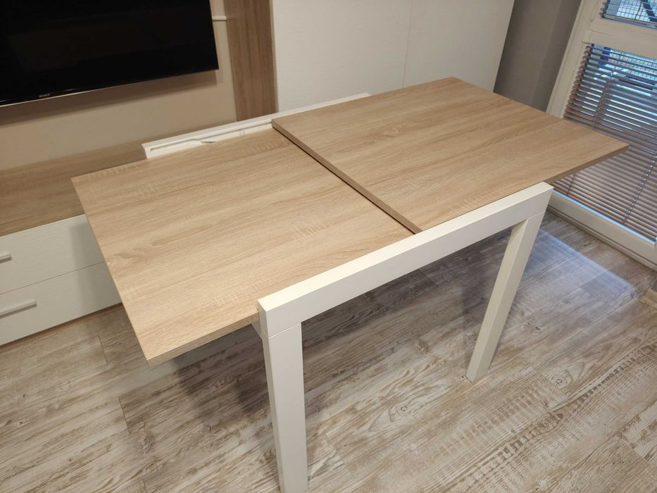 Kwadratowy rozkładany stół dąb sonoma 80x80- 160.