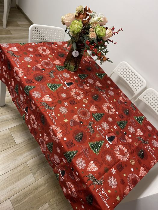 Скатертина квадратна різдвяна, новорічна, Водовідштовхувальна