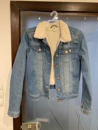 Cudna kurtka jeansowa z futerkiem 164 cm H&M