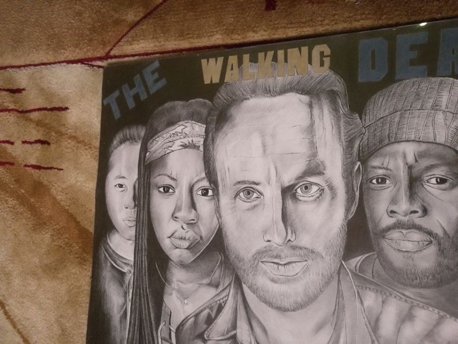 Własnoręczny Rysunek The Walking Dead - 50x70 cm - unikat - SERIAL III