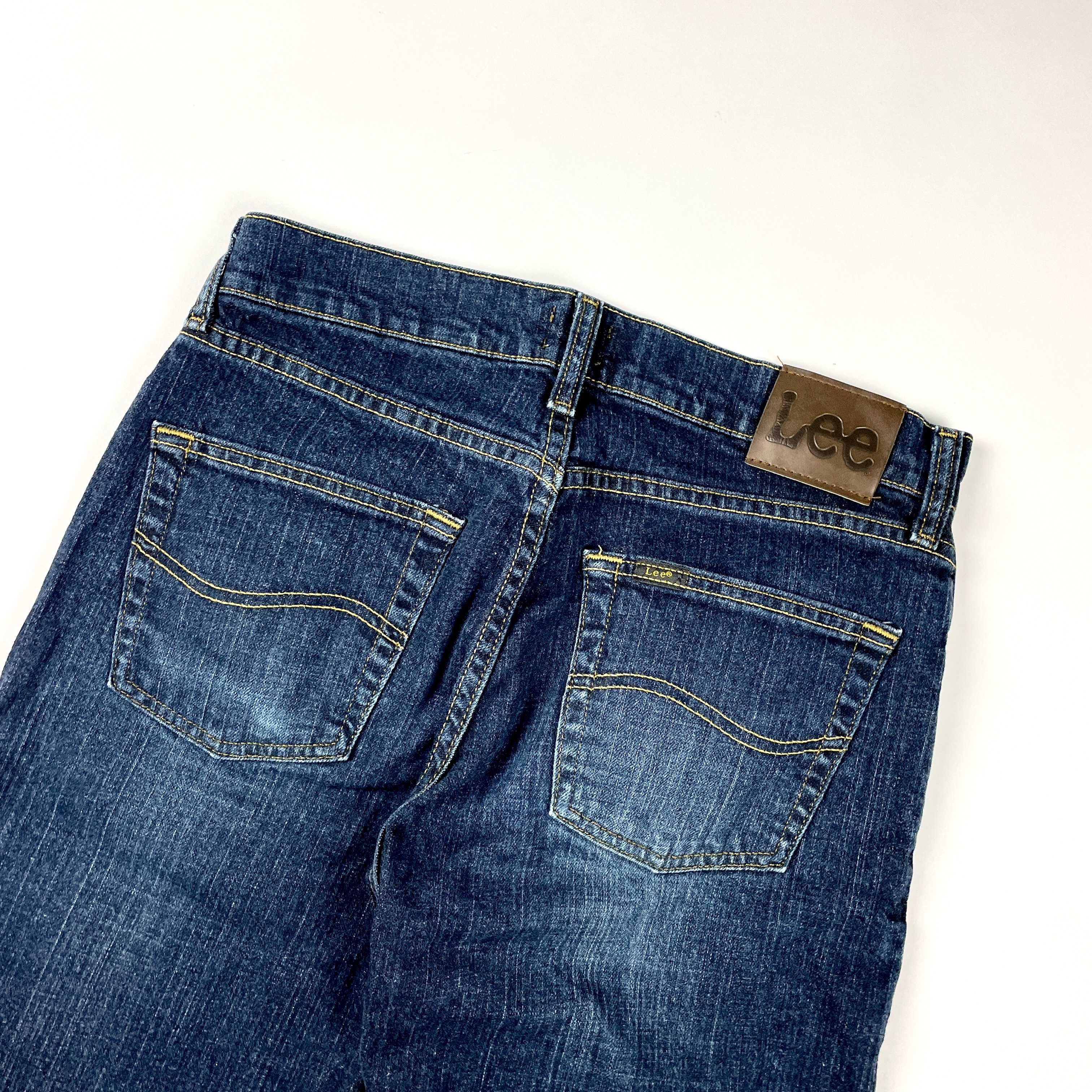 Lee navy spodnie jeansowe denim straight fit retro (M) 90s 80s y2k