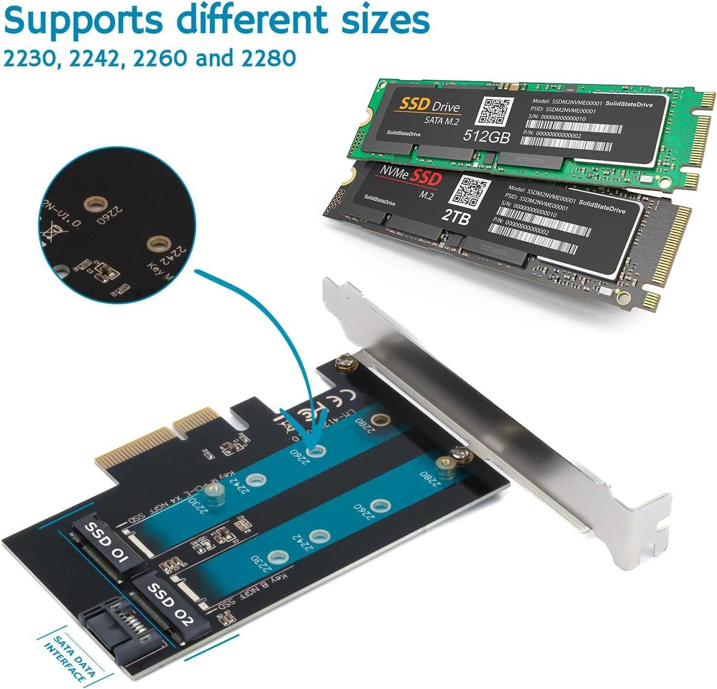 Karta konwertera PC2xNVME SSD na kartę PCI-e 3.0 x4 konwerter dysków
