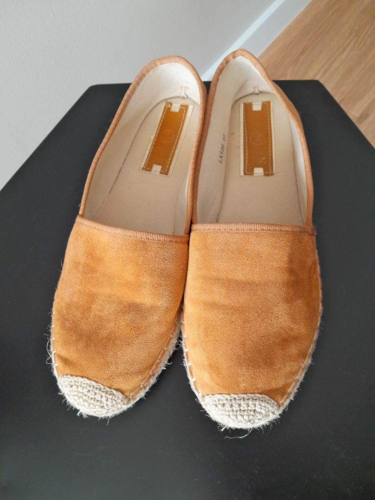 Espadryle brązowe rude camel 40 25cm damskie buty