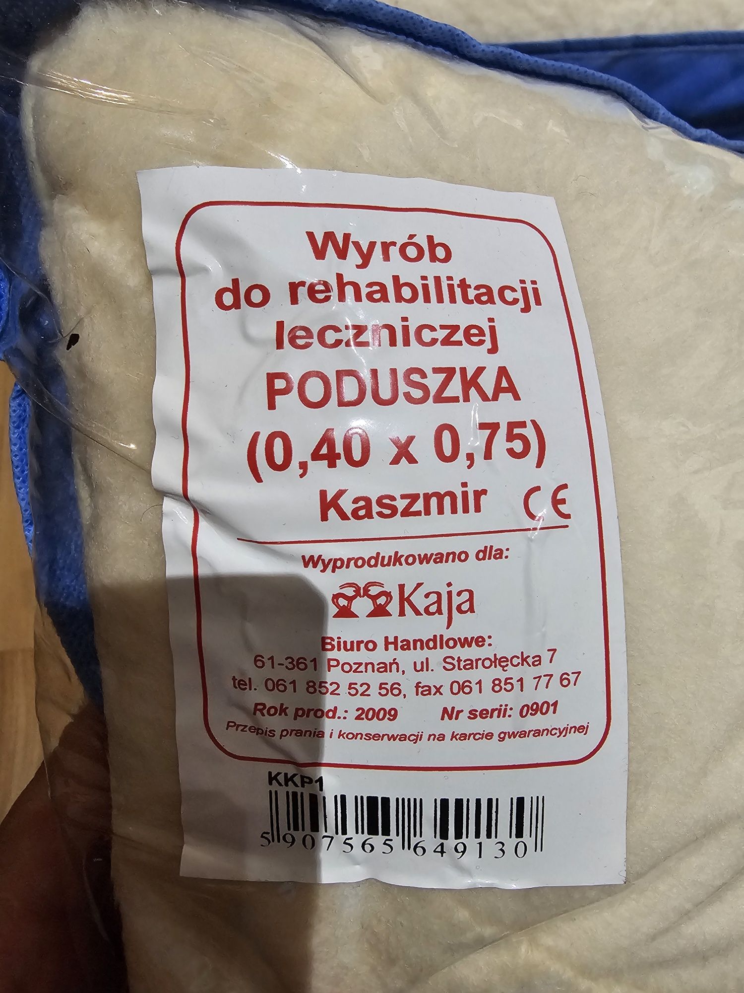 Kołdra i poduszka do rehabilitacji leczniczej.