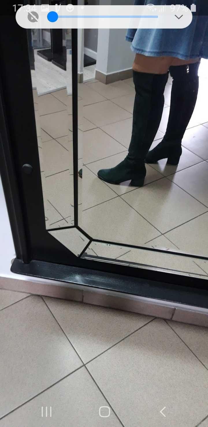 Kozaki skórzane zamszowe roz 36 muszkieterki.Firma Saway