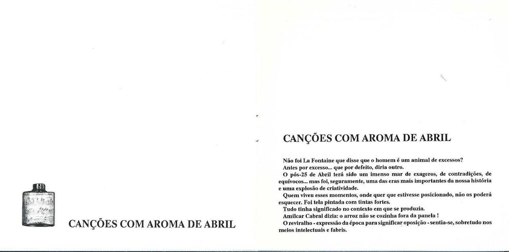 Canções Com Aroma de Abril - ( SÓ A CAPA ) - - - - Volume 1 ... CD