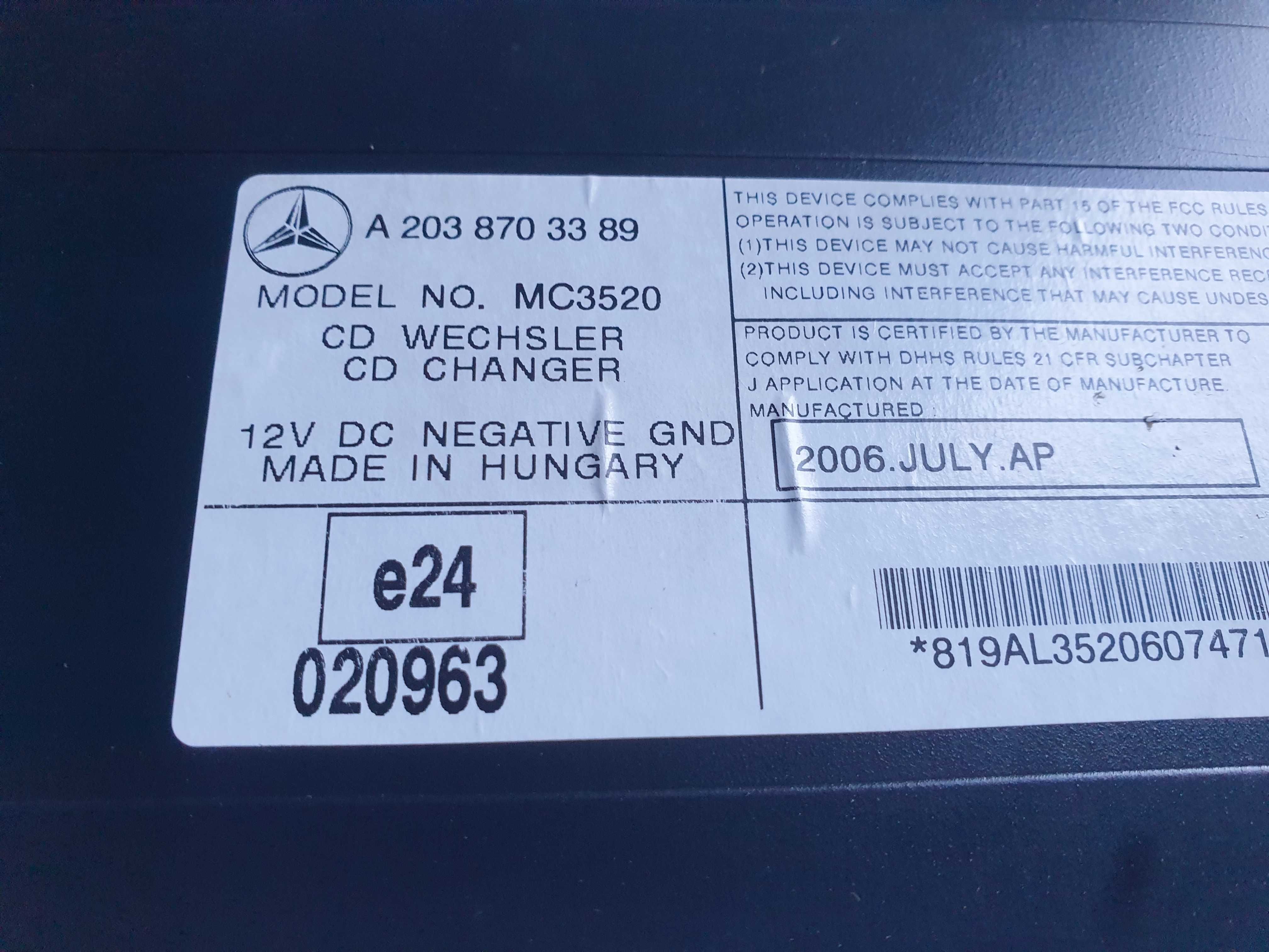 Mercedes w203 w209 zmieniarka płyt KOMPLETNA