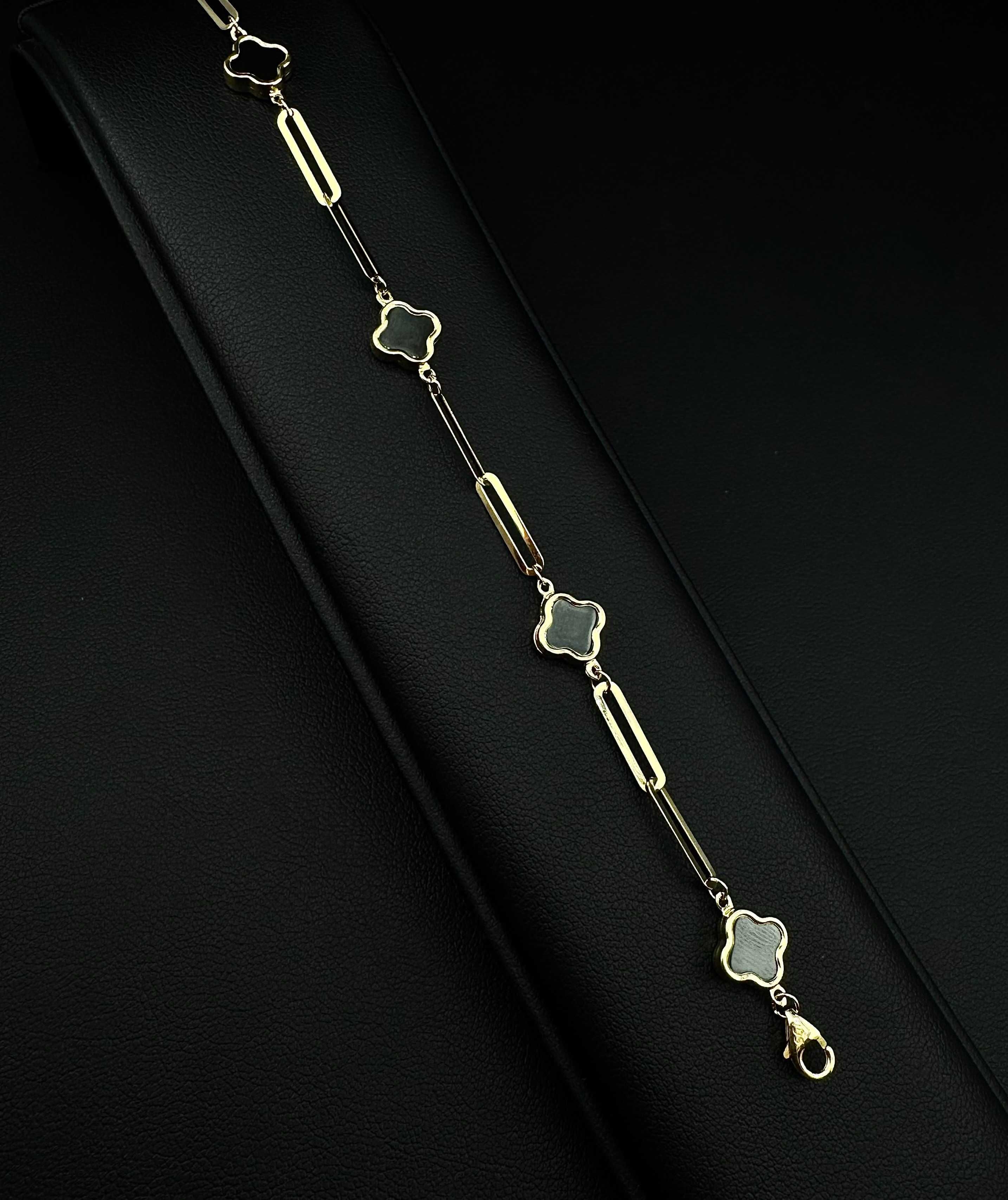 Złota bransoletka czarna koniczyna 4,30g PR.585 14K dł. 20cm