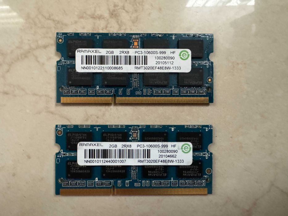 Pamięć RAM Ramaxel 2×2 GB DDR3 SO-DIMM PC3-10600S (1333 MHz)