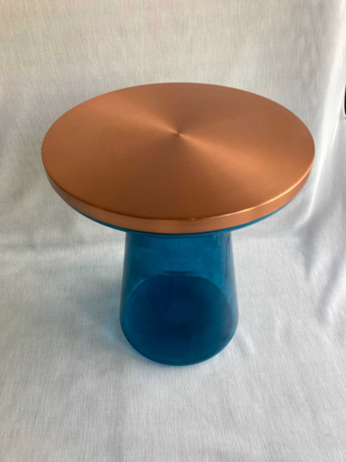 Coffee Table Azul e Bronze