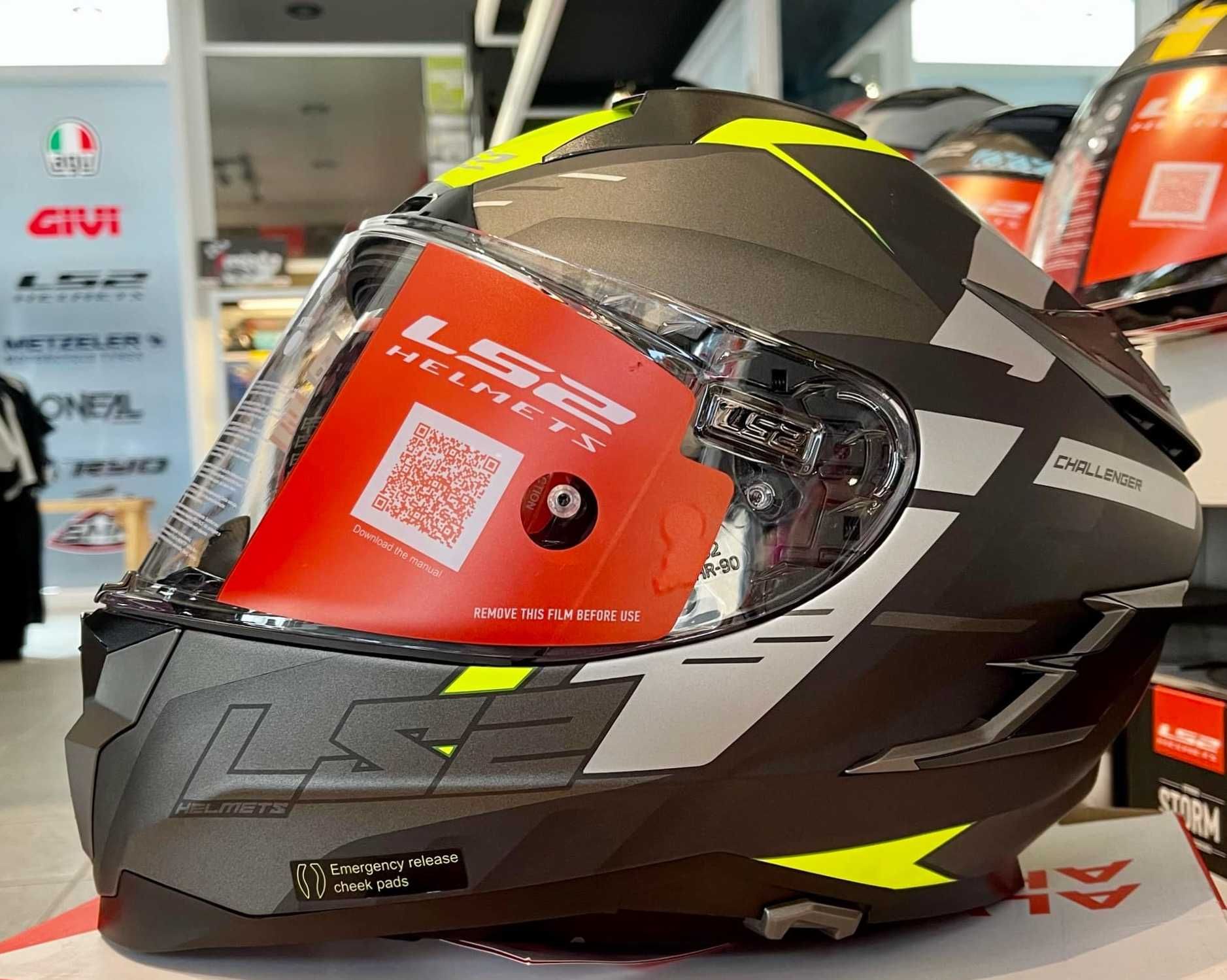 Capacete LS2 Challenger Titânio Fluo.Carbon/Kev.NOVO 40% Desconto. M-L