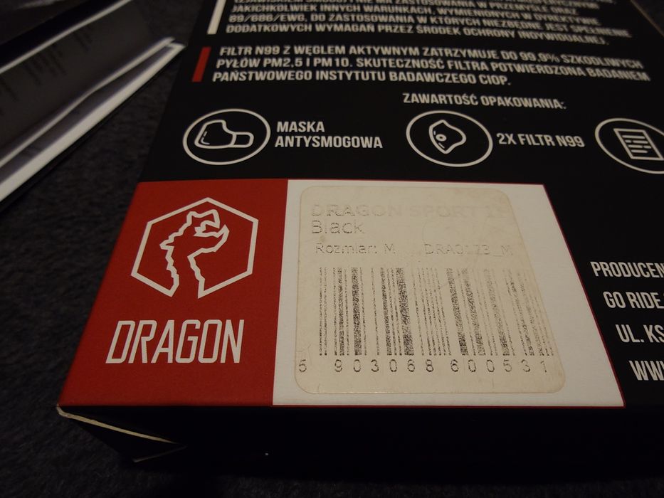 Maska antysmigowa M bez filtra Dragon