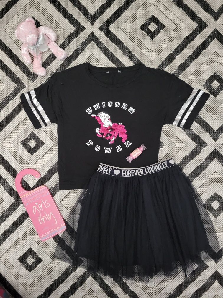 Костюм zara unicorn фанітова спідничка футболка для дівчинки девочки