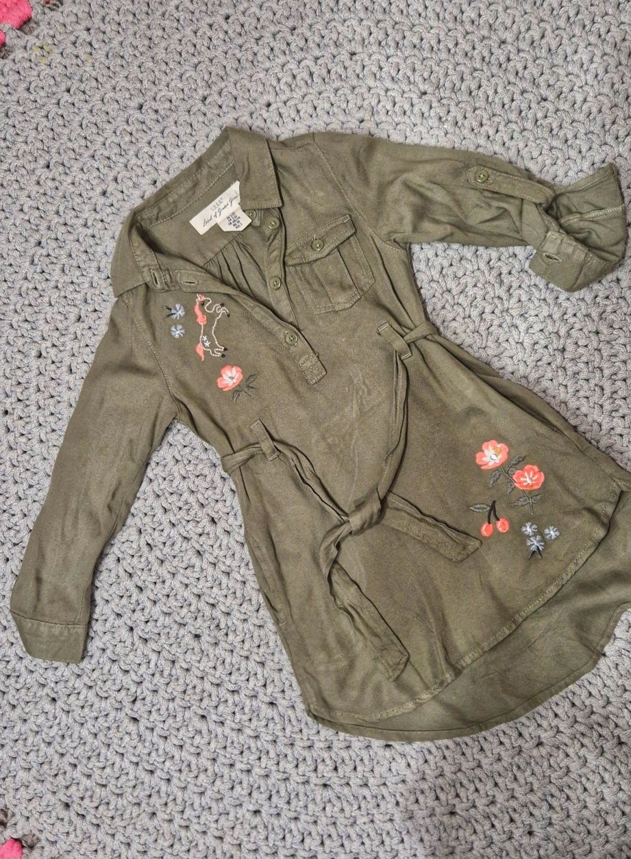 H&M Zara Mayoral sukienka koszula khaki r.98