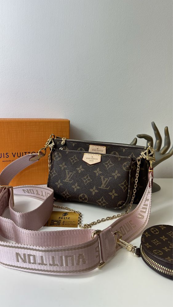 Luksusowa torebka skórzana Louis Vuitton monogram Multi Pochette skora