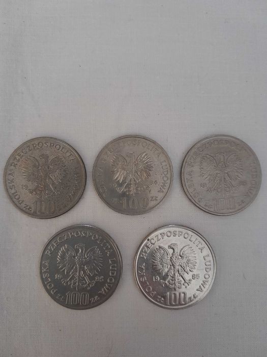 Sprzedam 5 szt monet 100 zł z PRL