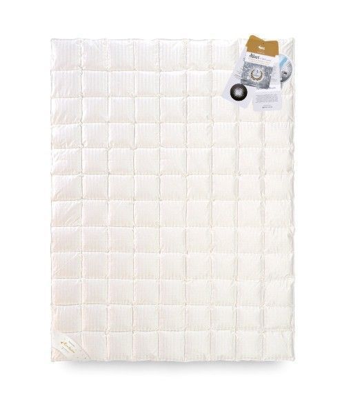 Kołdra AMZ SILVER PRESTIGE letnia, puch 100% 200x200cm Srebrzysty krem