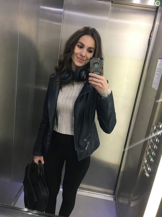 Шкіряна куртка синя