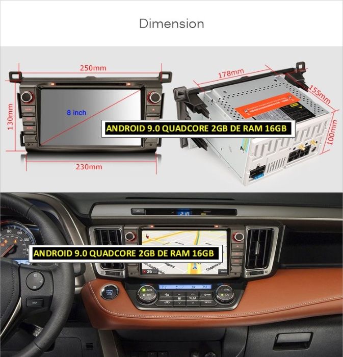 Auto-rádio 2 din Android 14 Alfa Romeo/Toyota/Skoda/Passat