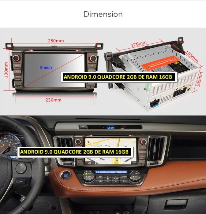 Auto-rádio 2 din Android 13 Alfa Romeo/Toyota/Skoda/Passat